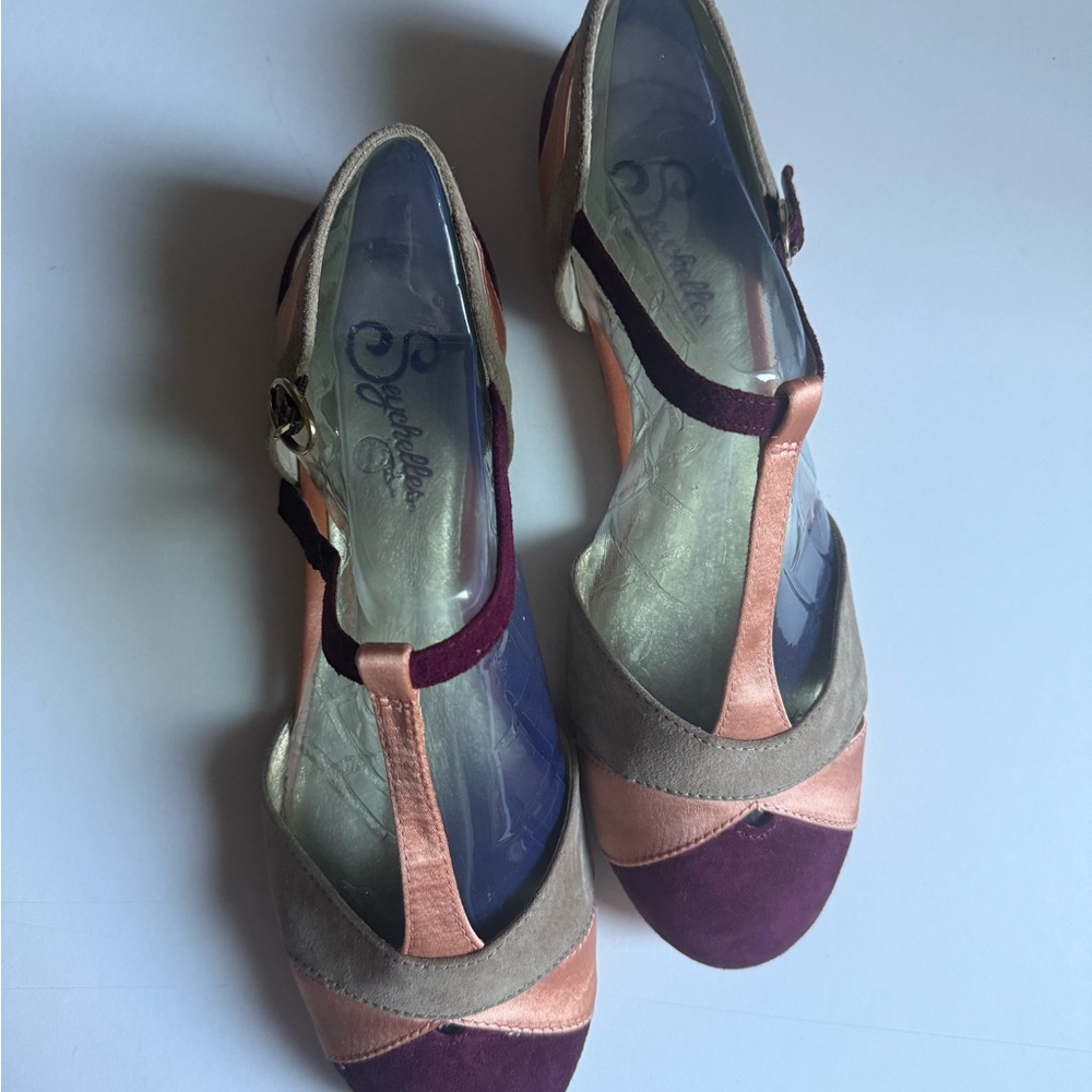 NWT Seychelles Freesia T-Strap Flat Leather Suede T-Strap Flats, burgundy sz8 - Picture 3 of 6